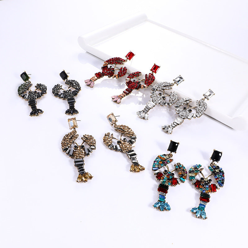 Women's Exaggerated Lobster Shape Fashion Creative Niche Design Alloy Earrings