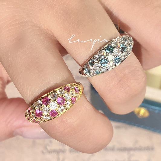 Mint Flavor Colorful Full Diamond Inlaid Rings