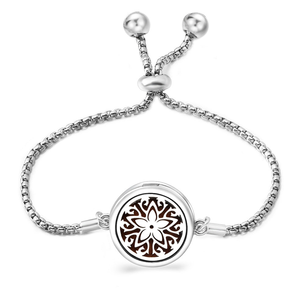 Fashion Angel Wings Box Essential Oil Diffuser Stainless Steel Adjustable Bracelet