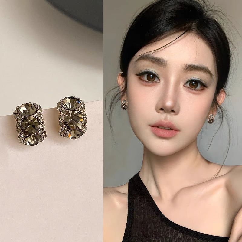 Delicate Shining Night Berlin Gray Niche Design Stud Earrings