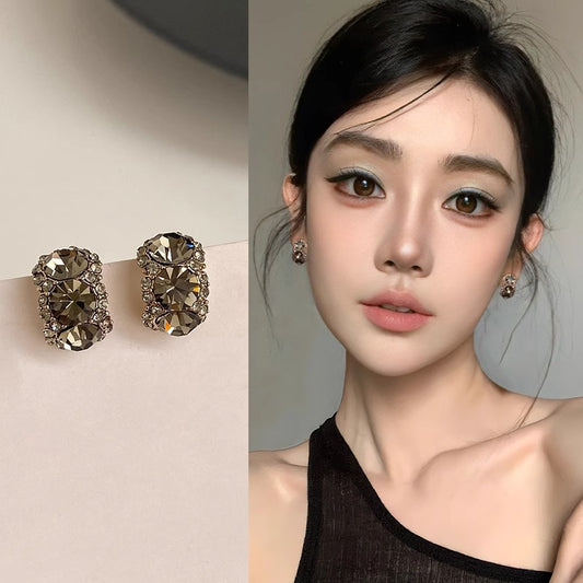 Delicate Shining Night Berlin Gray Niche Design Stud Earrings