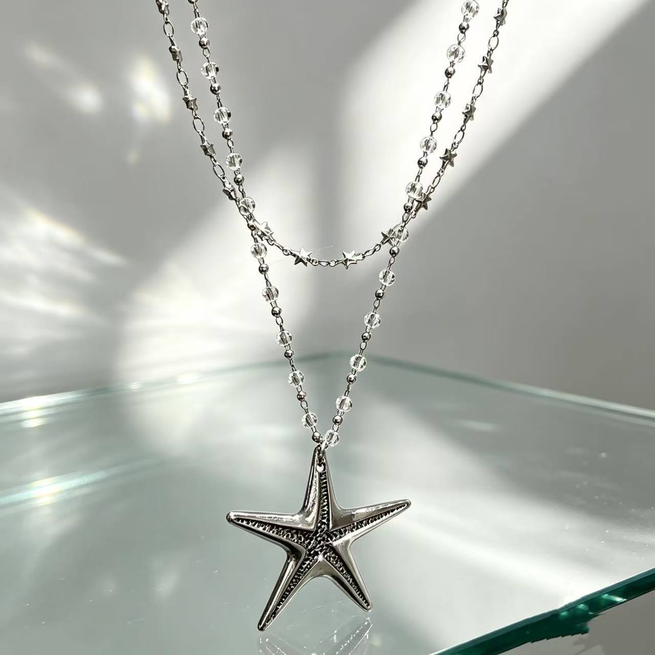 Women's Seaside Starfish Beaded Summer Long With Skirt Sweet Cool Necklace