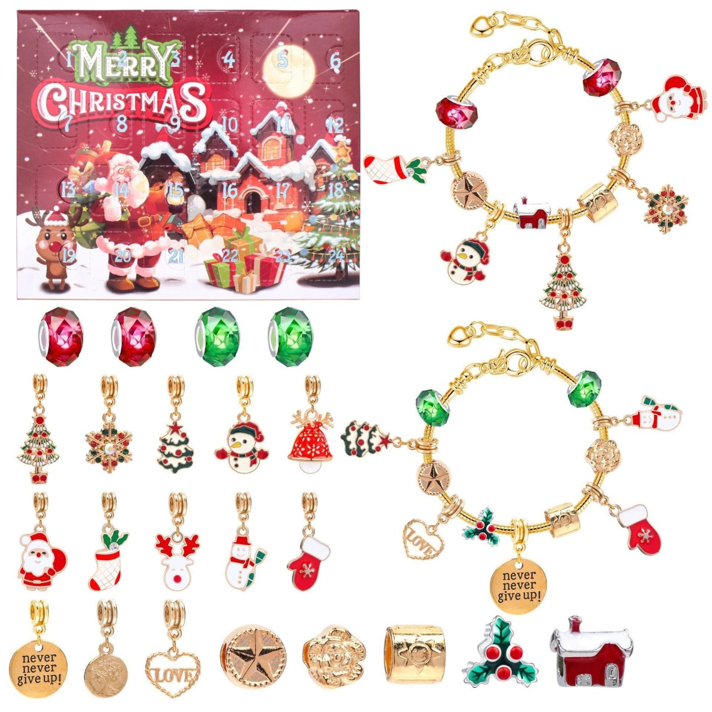 Christmas Countdown Calendar Gift Suit Grid Advent Bracelets