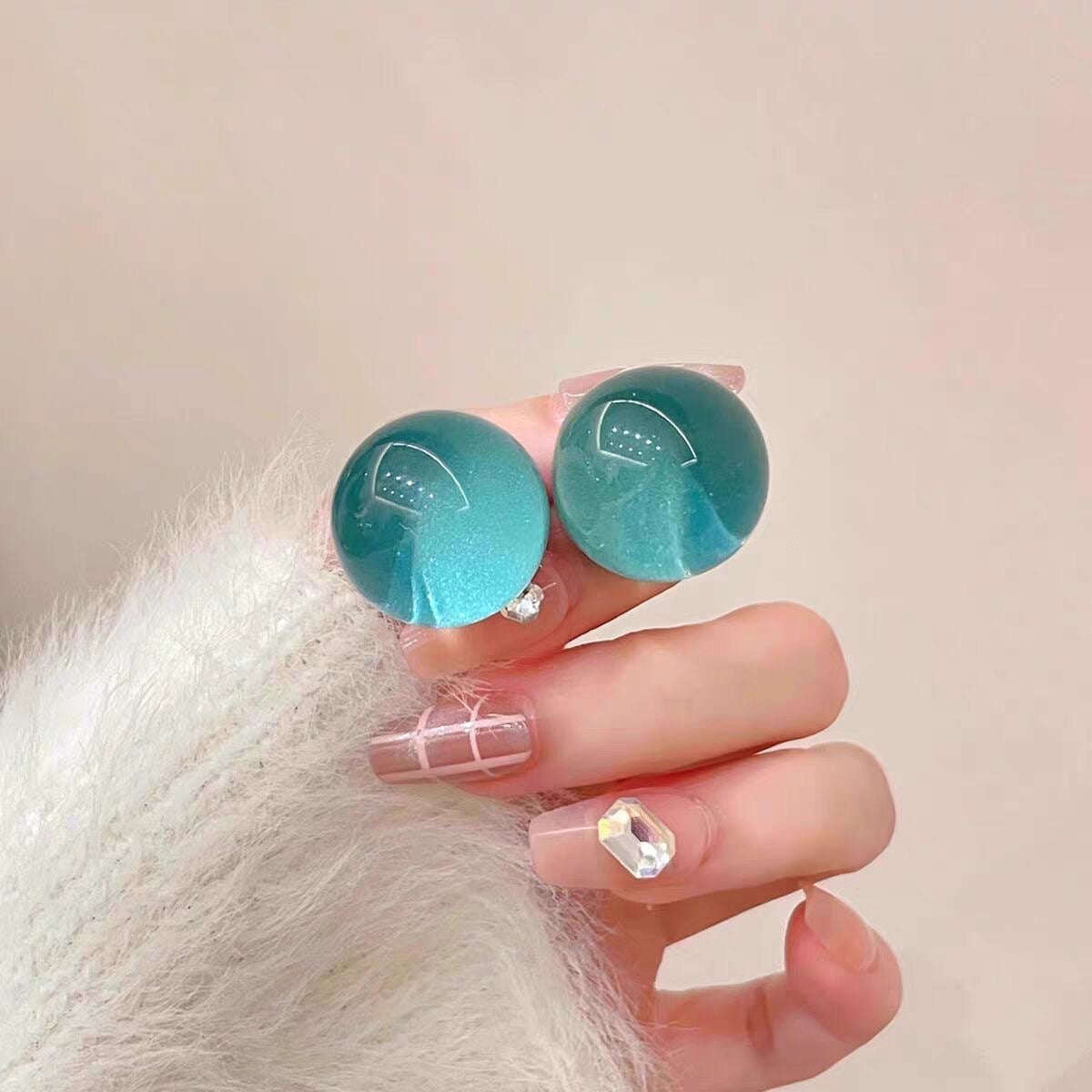 Glaze Jelly Color Ball Dopamine Personality Ear Fresh Earrings