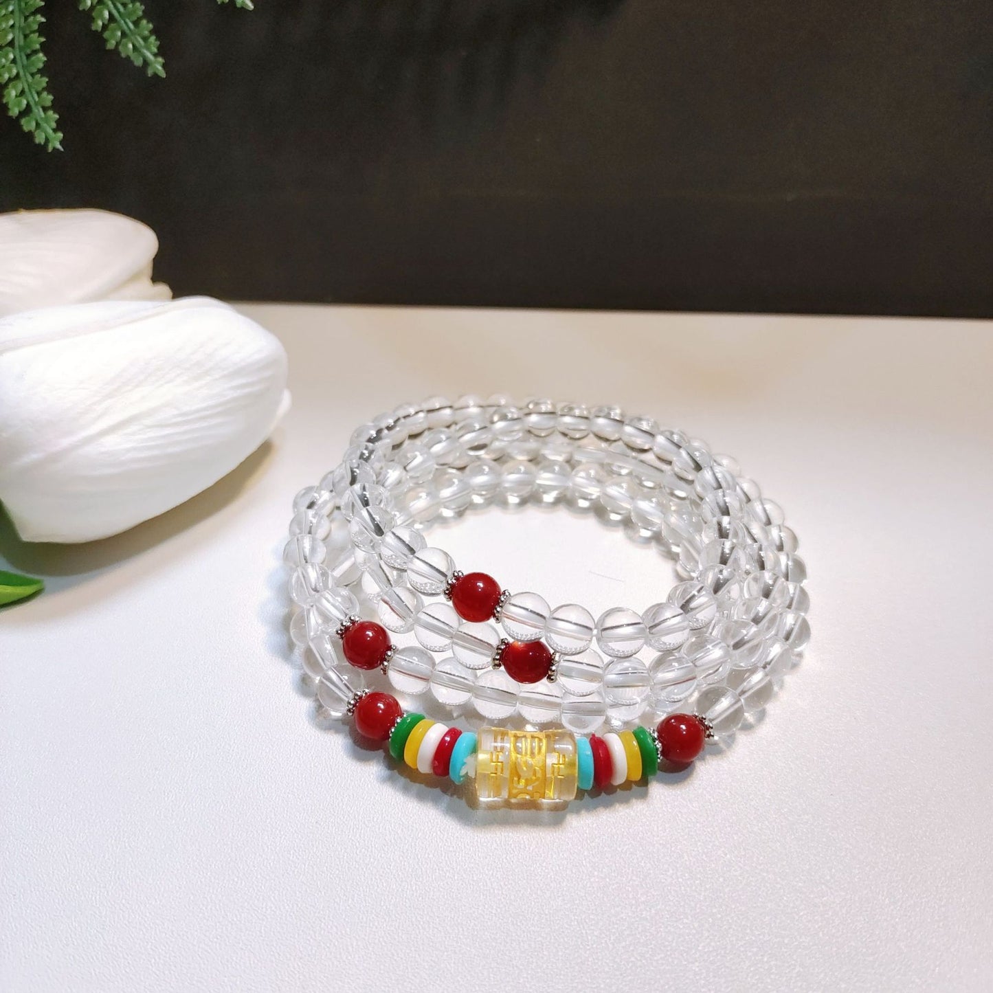 Women's & Men's Beads Four Circles Six Words Mantra Multi Gift Five Bracelet