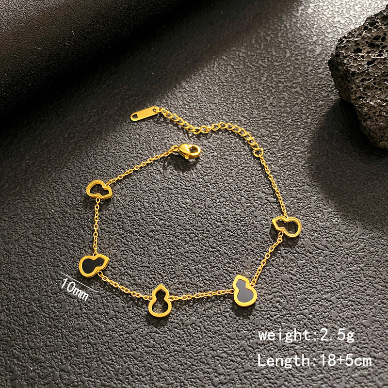 Three-color Hollow Gourd Female Fashion Titanium Steel Design Sense Simple Bracelet