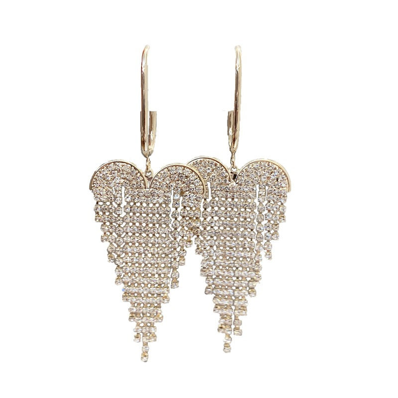 Women's Fashion Exaggerated Rhinestone Long Fringe High-grade Earrings