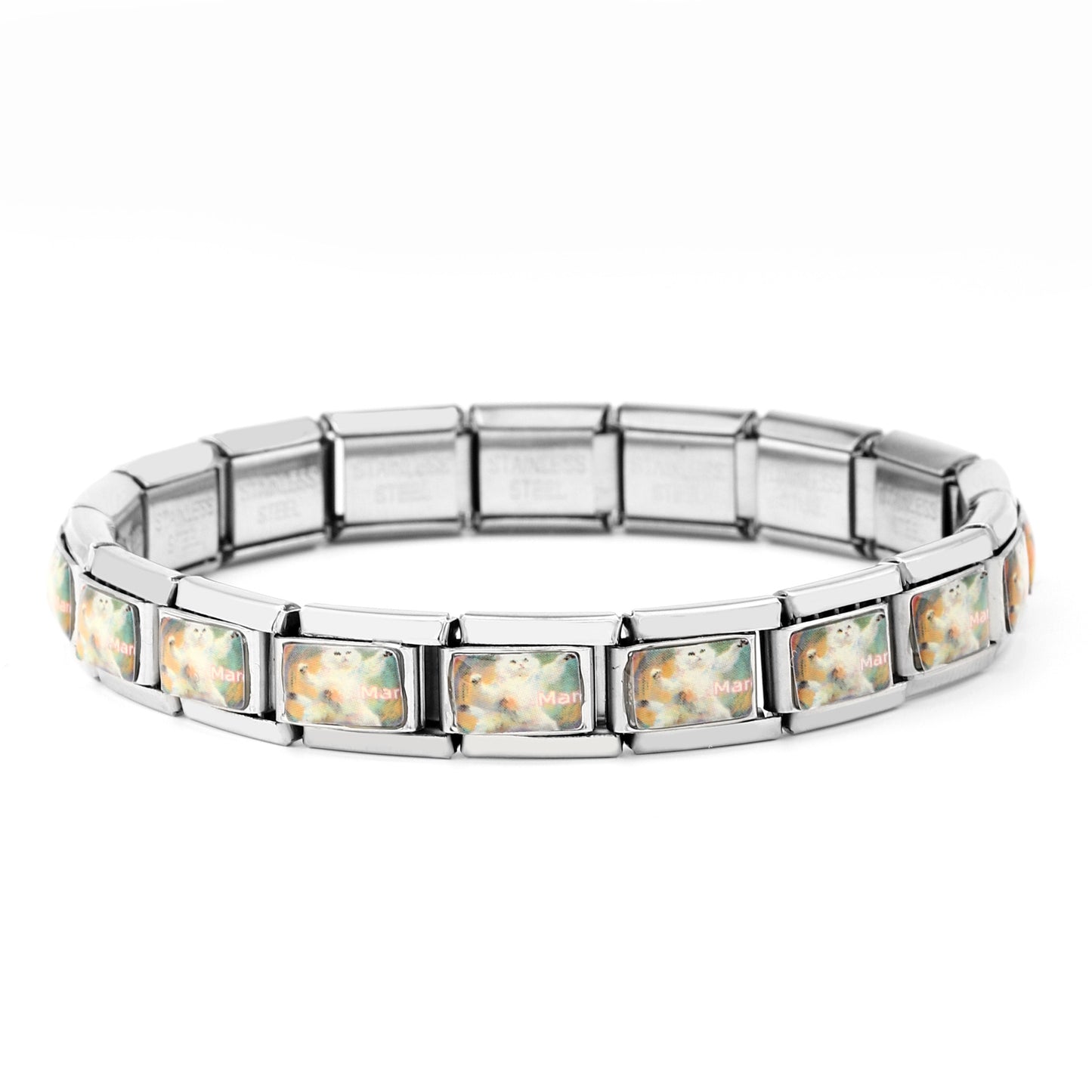 Italian Cartoon Cat Module Stainless Steel Bracelets