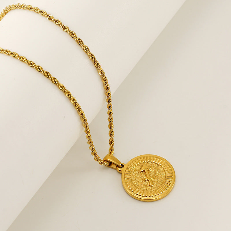 Round Constellation Female Twee Titanium Steel Necklaces