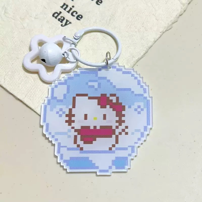 Pixel Cartoon Key Button Schoolbag Cute Acrylic Hang Decorations Hanging Ornaments
