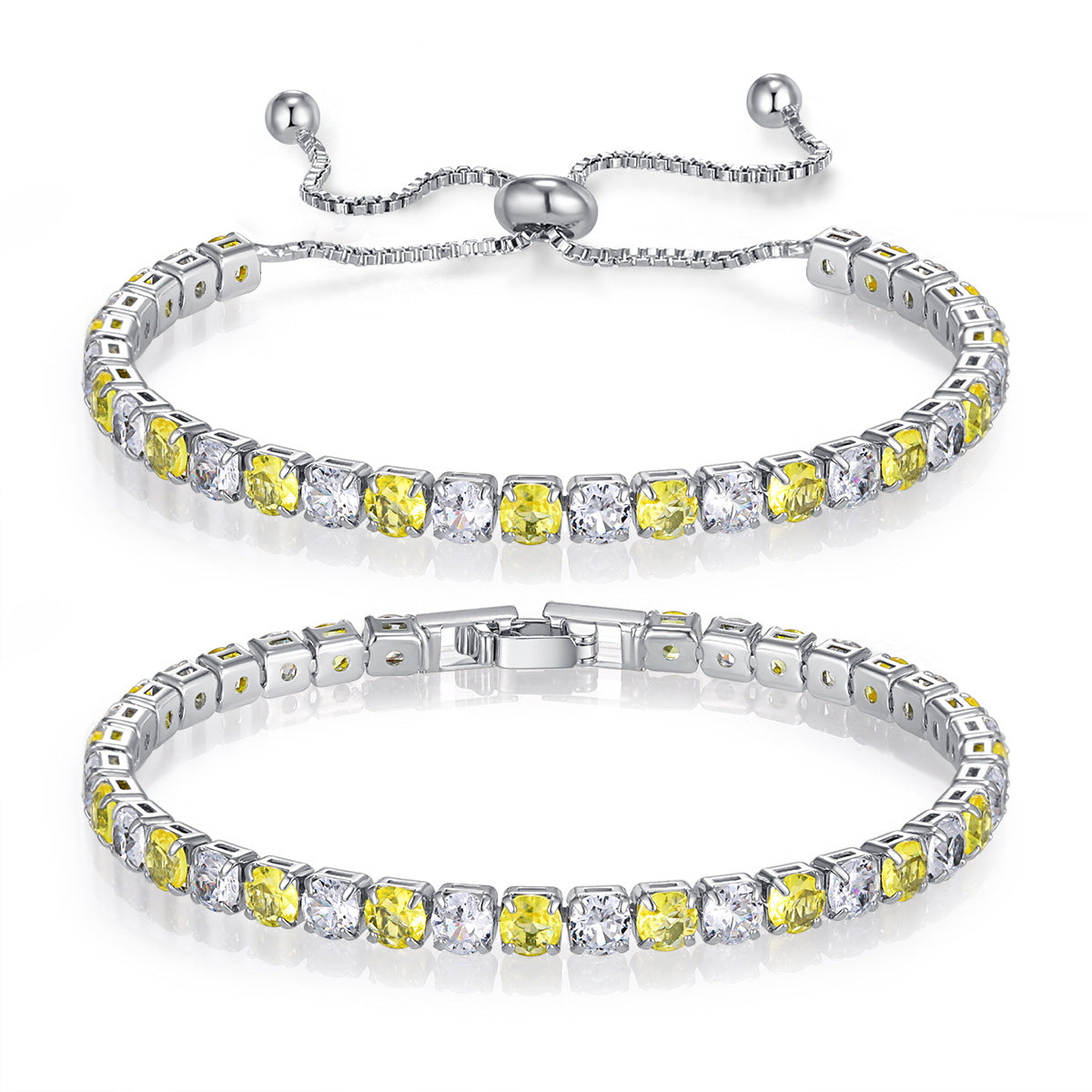 Zircon Mixed Color Full Diamond White Bracelets