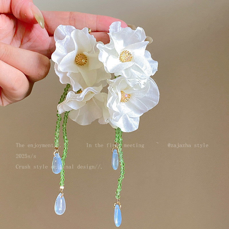 Tassel Flowers Female Fashion Temperament Seaside Stud Earrings