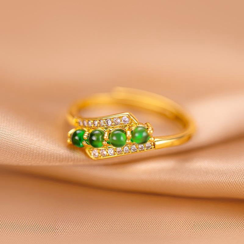 Gold Lucky Four-leaf Clover Opening Adjustable Rings