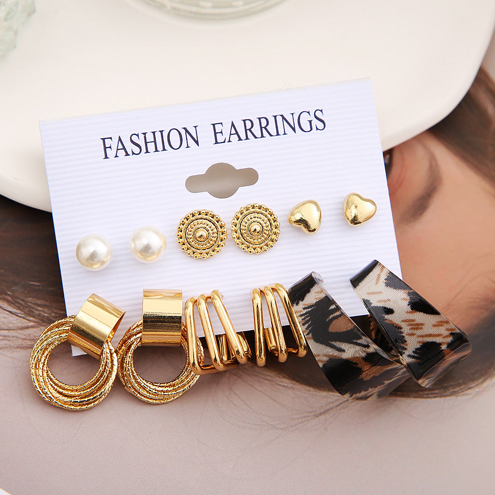 Leopard Print Shaped Suit Pairs Creative Earrings