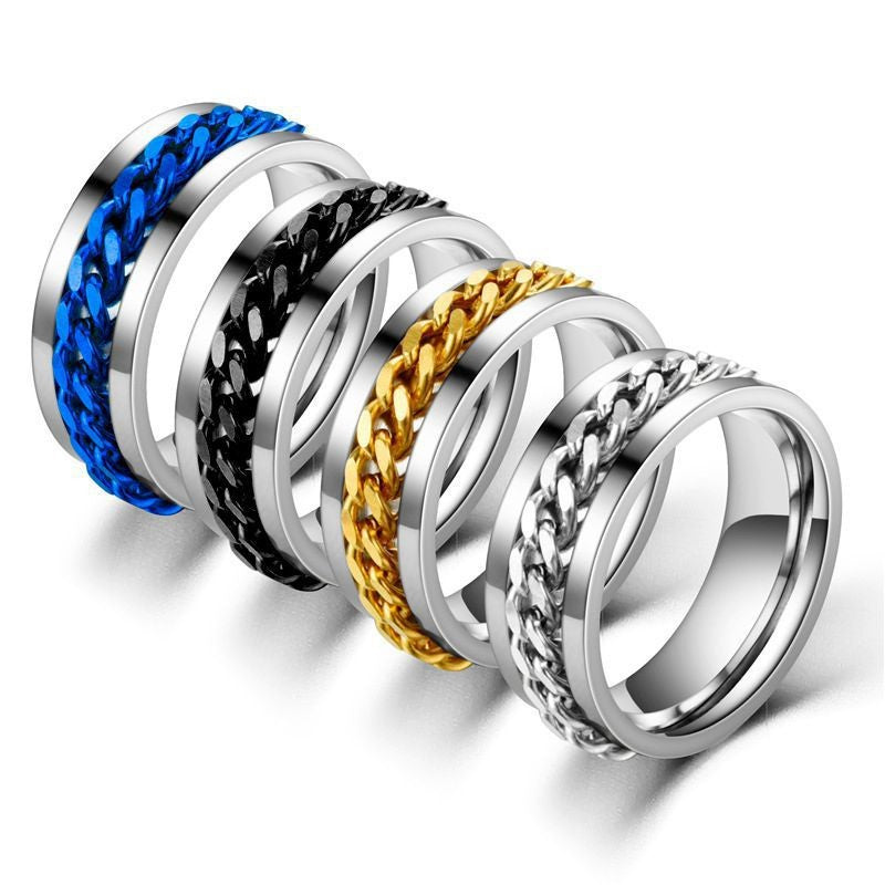 Ornament Titanium Steel Can Be Rotatable Male Rings