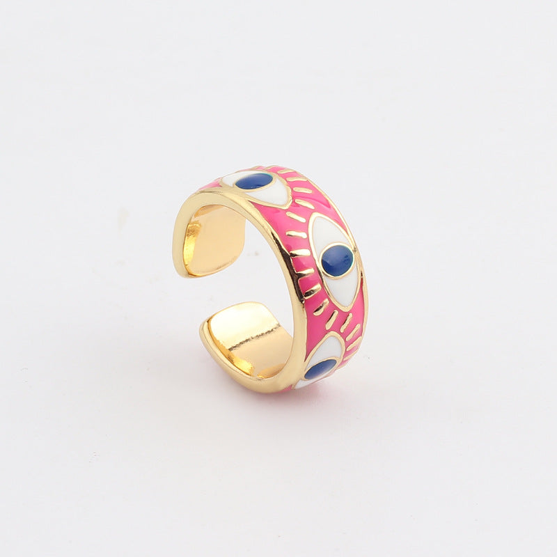 Female Devil's Eye Gold Plated Drop Rings