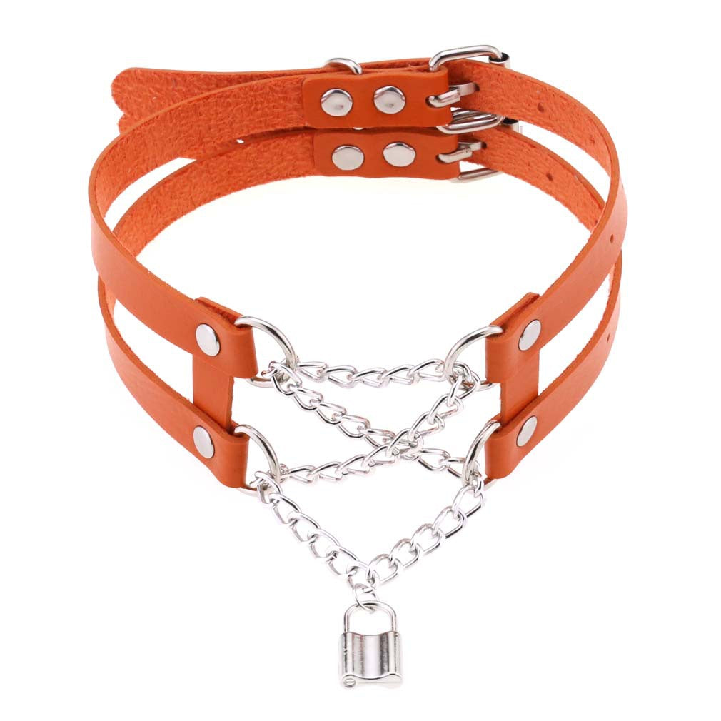 Temperament Double Row Line Chain Brain Teaser Neckband Sexy Lock Necklaces