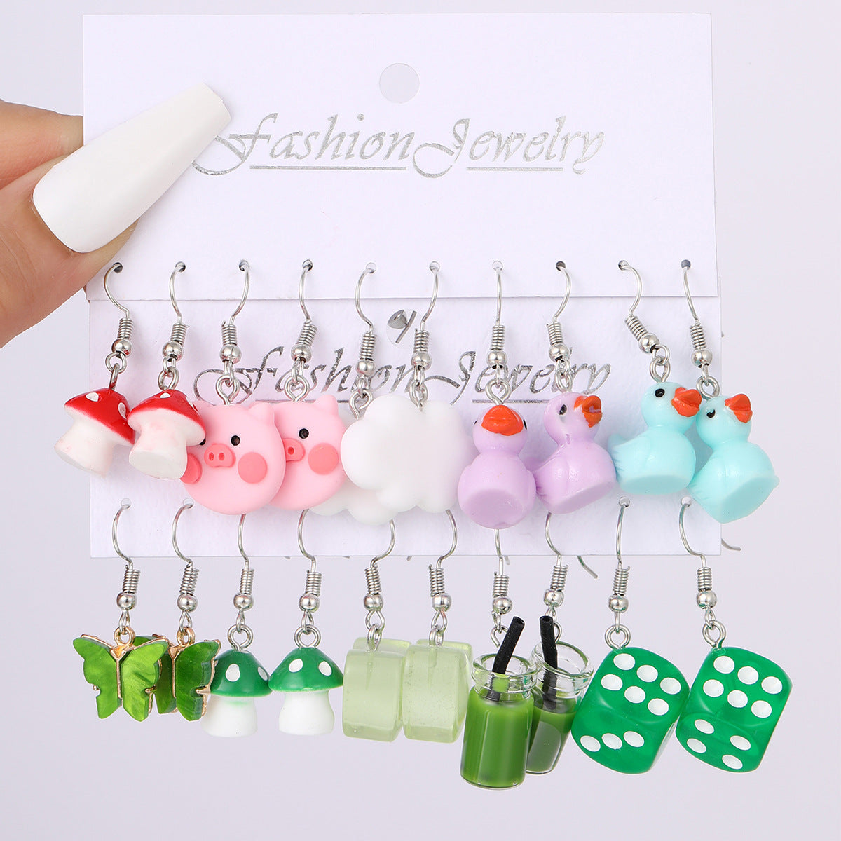 Children's Creative Mushroom Cloud Little Duck Drip Glazed Butterfly Pendants