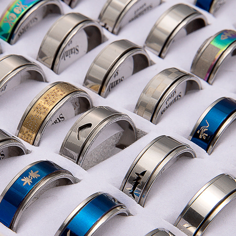 Rotatable Decompression Stainless Steel Mixed Titanium Rings