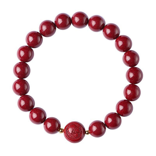 Women's & Men's Natural Purple Gold Sand Zodiac Sign Double-sided Peace Bean Bracelets