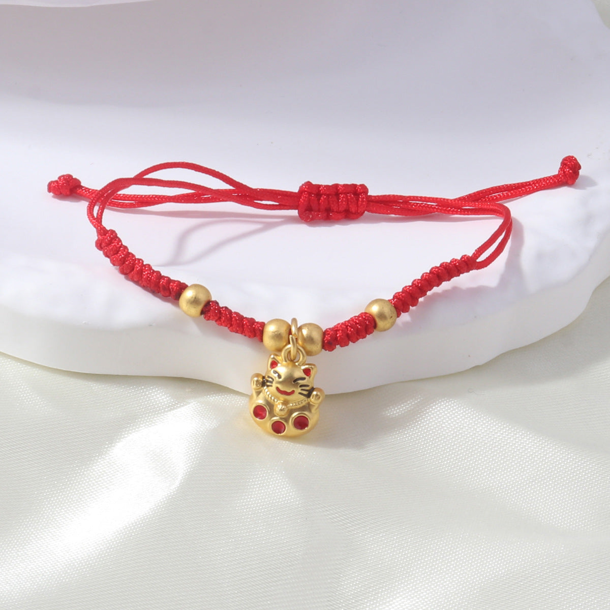 Braided Red Rope Auspicious Language Butterfly Fortune Cat Safe Joy Bracelets