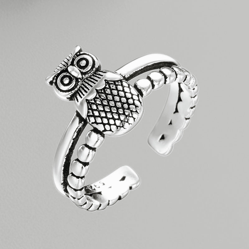 Creativity Retro Distressed Owl Open Female Fashion Rings