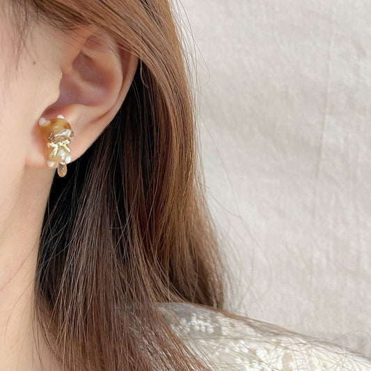 Cat Bell Female Sier Needle Resin Flexible Earrings