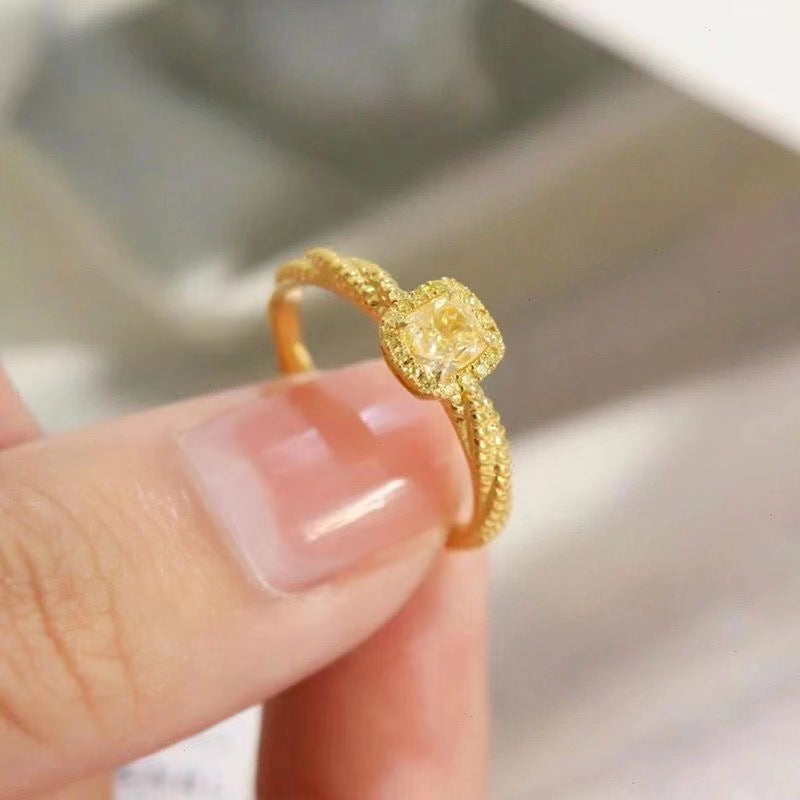 Sugar Female Affordable Luxury Fashion Elegant Shining Diamond Citrine Zircon Ring