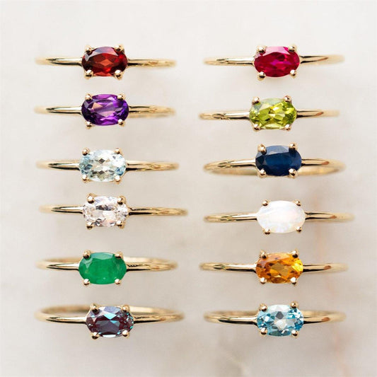 Zircon Brass Gold-plated Retaining Egg-shaped Gem Rings