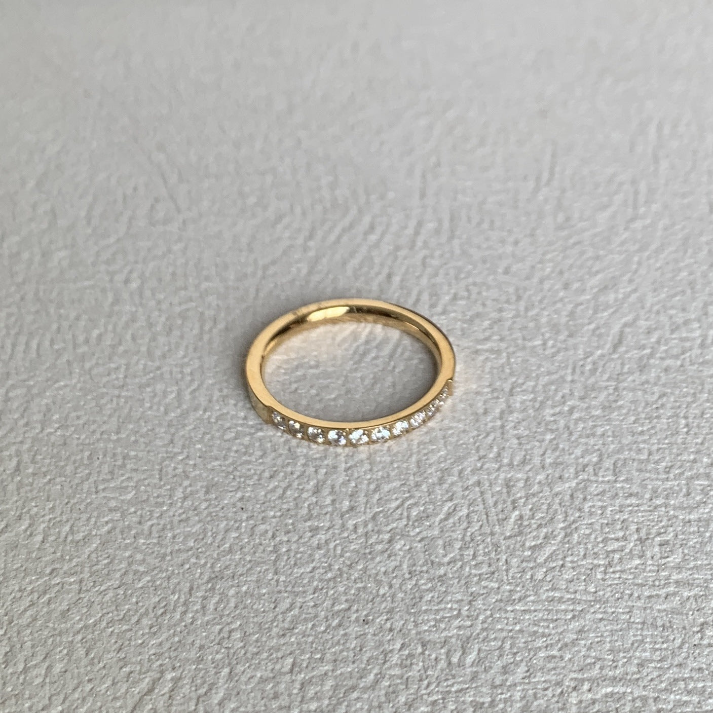 Women's Steel Simple Gang Drill Ten Diamonds Ring