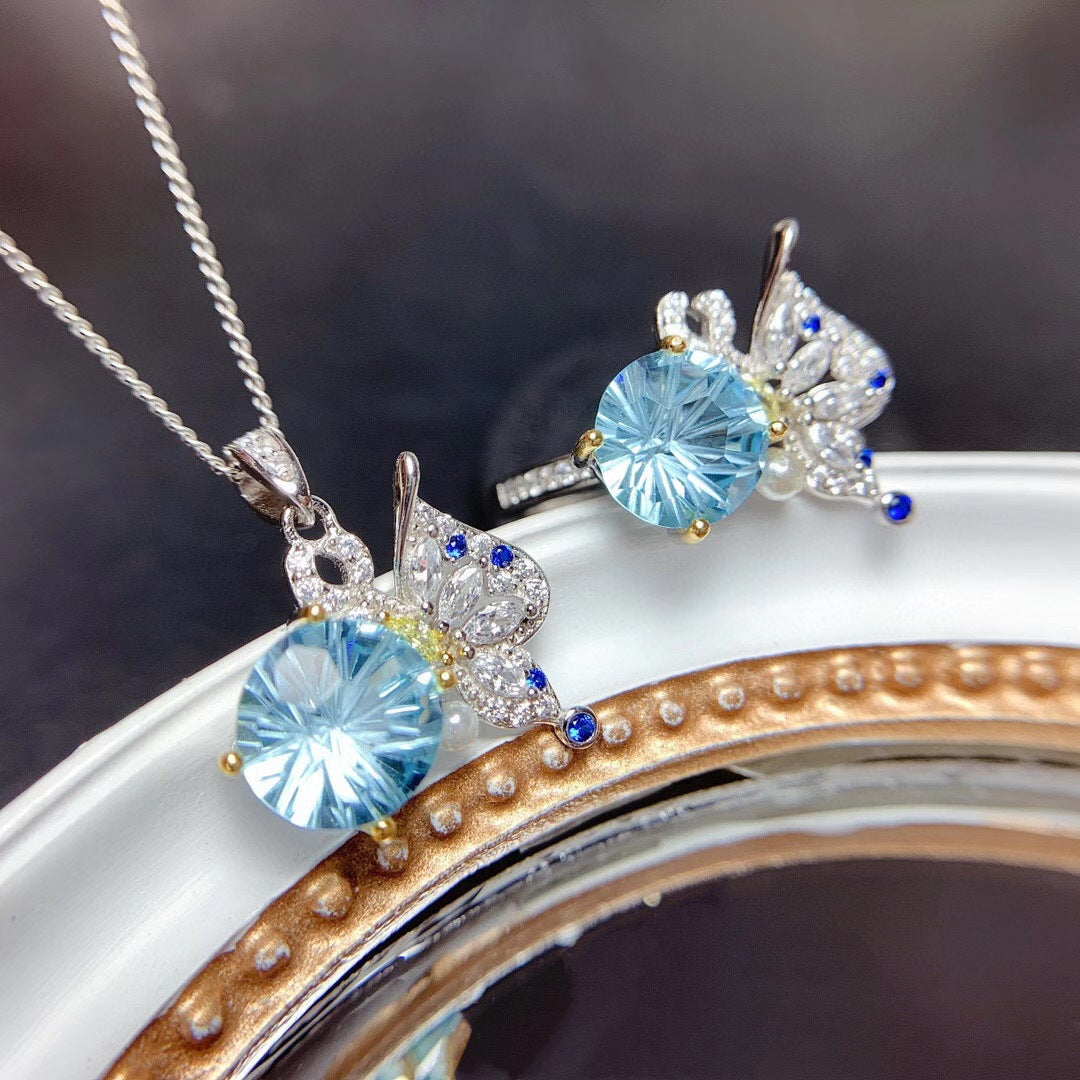 Fairy Design Butterfly Live Broadcast Sky Blue Jewelry Set