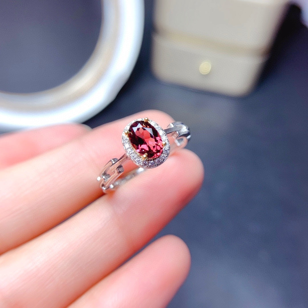 Temperament Simulation Sapphire Red Tourmaline Open Female Fashion Rings