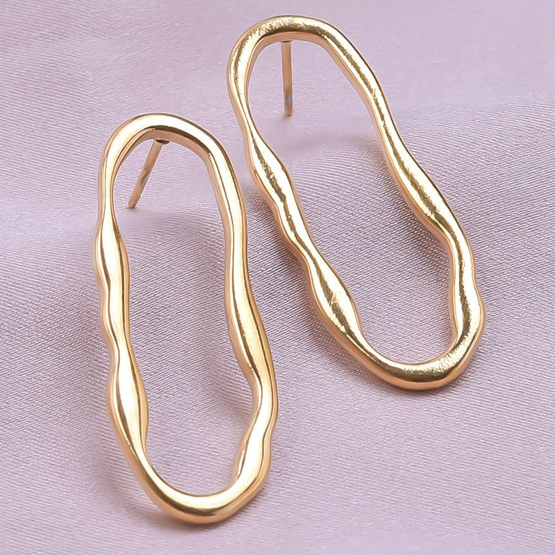 Stainless Steel Geometric Titanium Piercing Ear Clip Earrings