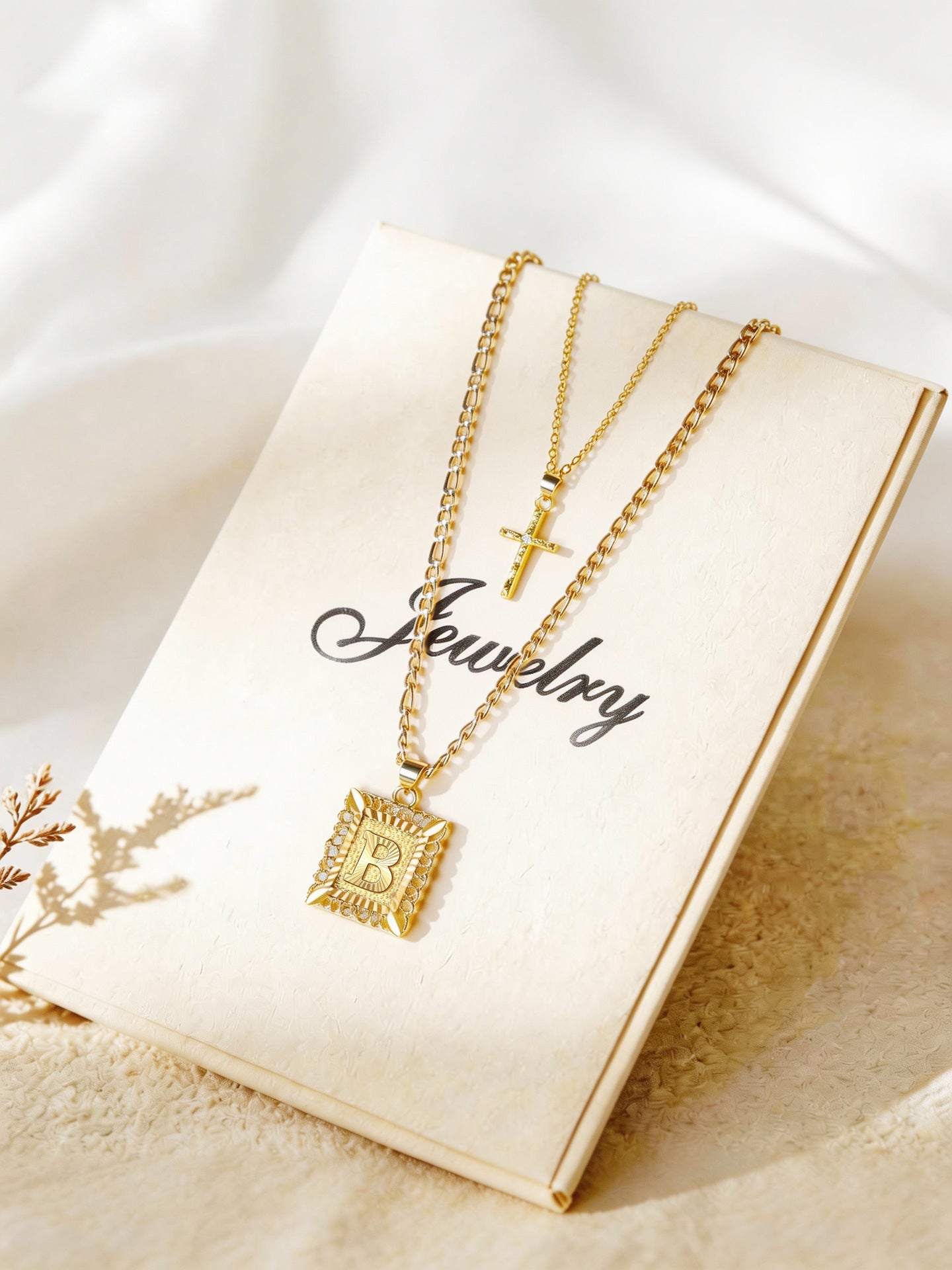 Square With Cross Simple English Letter Pendants