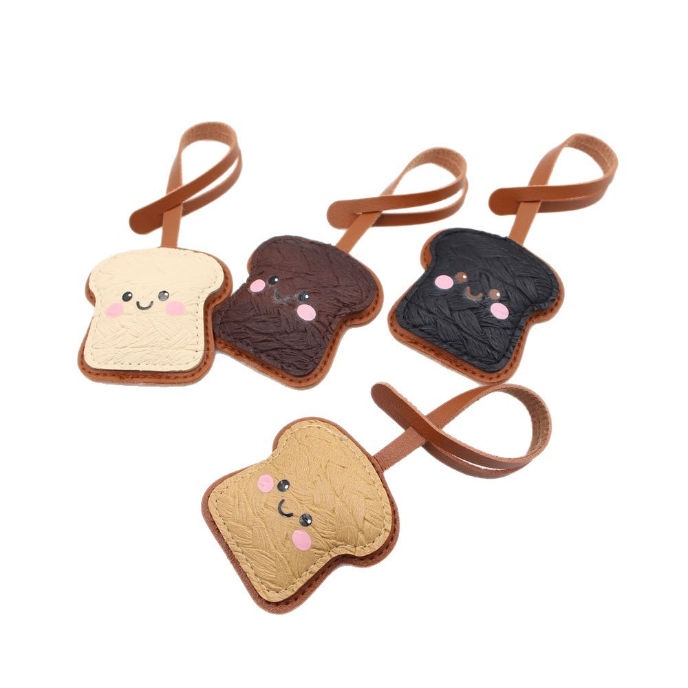 Personalized Toast Cute Expression Luggage Lanyard Leather Pendants