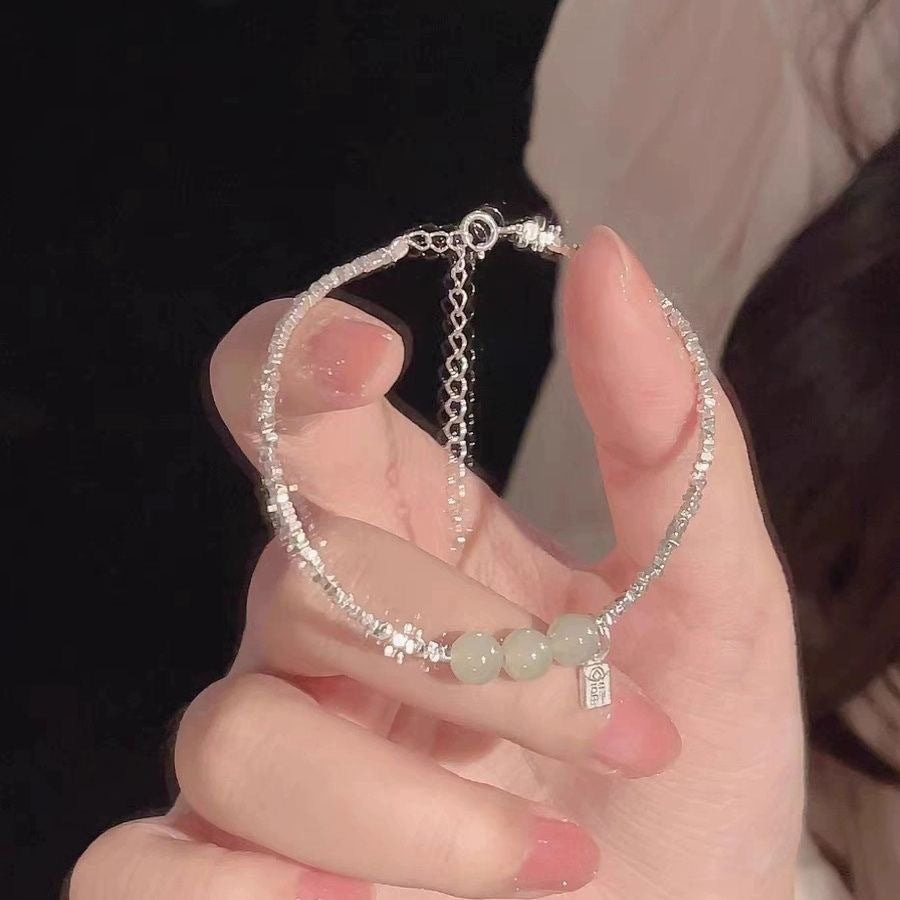 Sier Blue Happy Jade Broken Light Luxury Bracelets