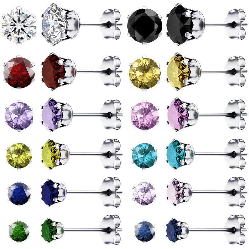 Zircon Titanium Steel Summer Stall Stainless Stud Earrings