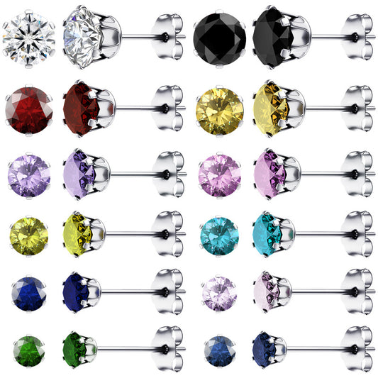Zircon Titanium Steel Summer Stall Stainless Stud Earrings
