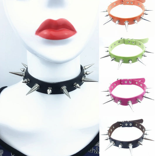 Women's Punk Leather Nail Fashion Alternative Clavicle Necklaces