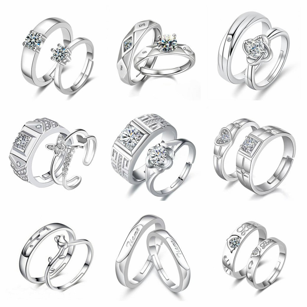Women's & Men's Couple Simulation Diamond Opening Zircon Classic Rings