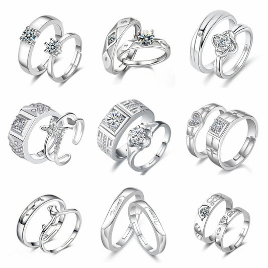 Women's & Men's Couple Simulation Diamond Opening Zircon Classic Rings