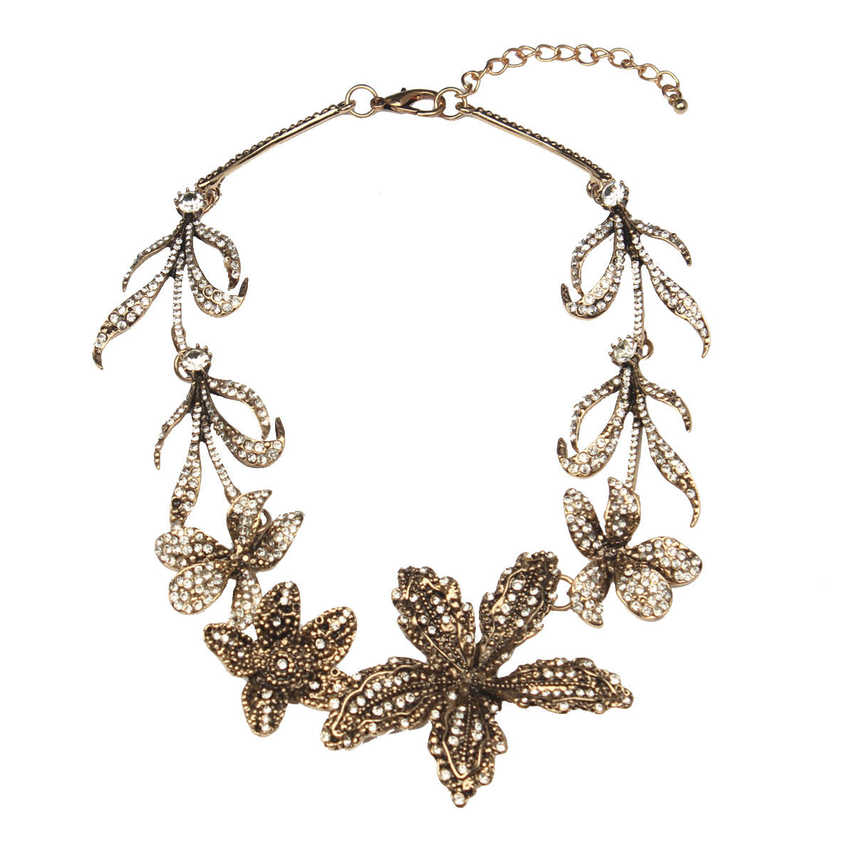 Women's Luxury High Sense Splendid Diamond Rhinestone Clavicle Flower Necklace