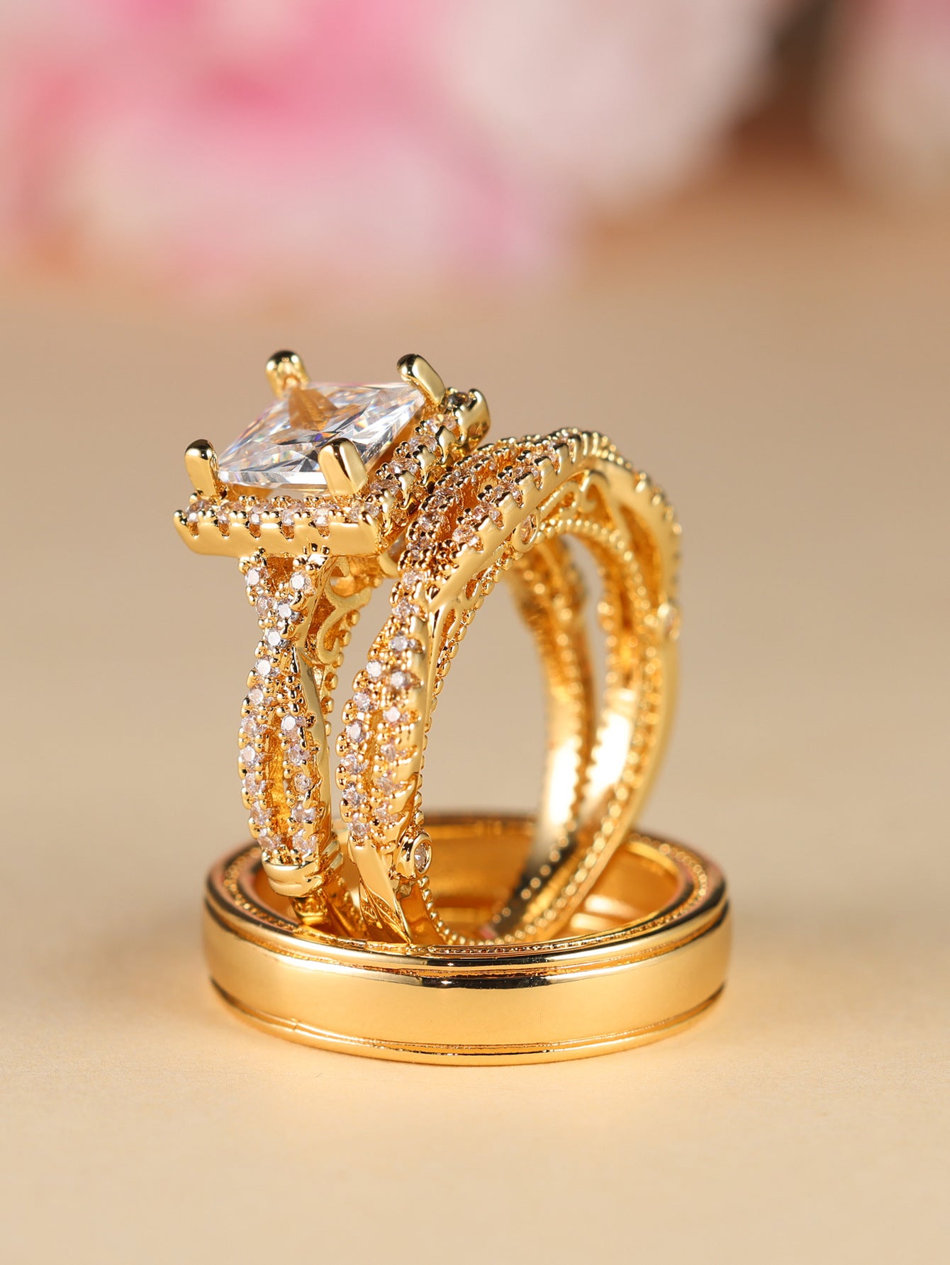 Zircon Full Diamond Female Couple Man's Rings