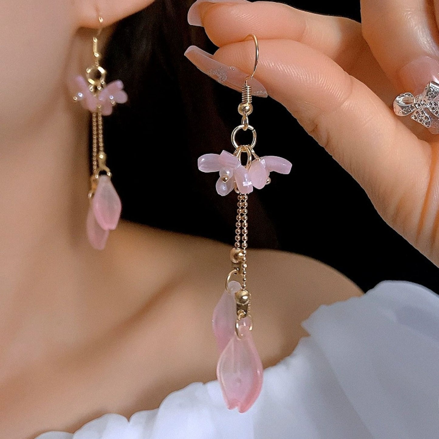 Pillow Flower Sleeping Pink Glaze Trendy Ancient Style Earrings