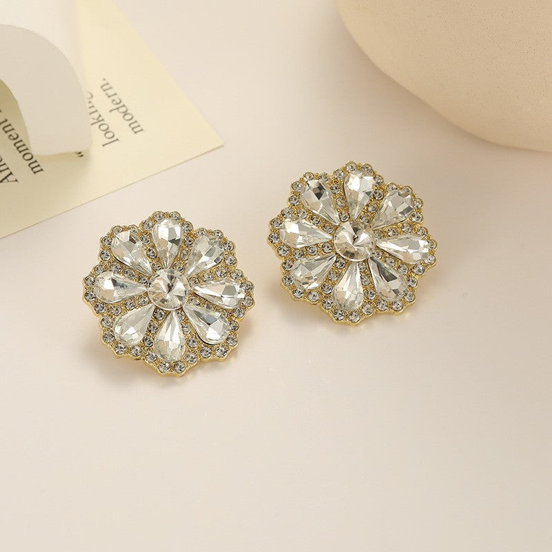 Summer Stylish Flower Sier Pin Sweet High Sense Design Petal Earrings