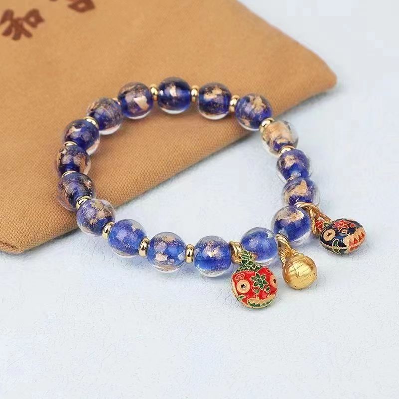 Glass Gold Beads Swallowing Beast Holiday Gift Bracelet