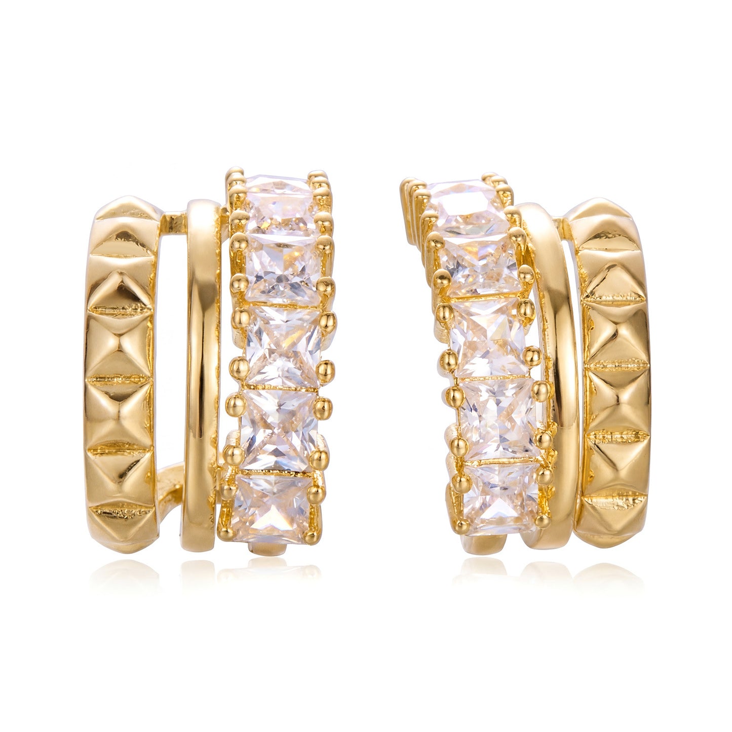 Women's Light Luxury Full Rhinestone Zircon Golden Versatile Earrings