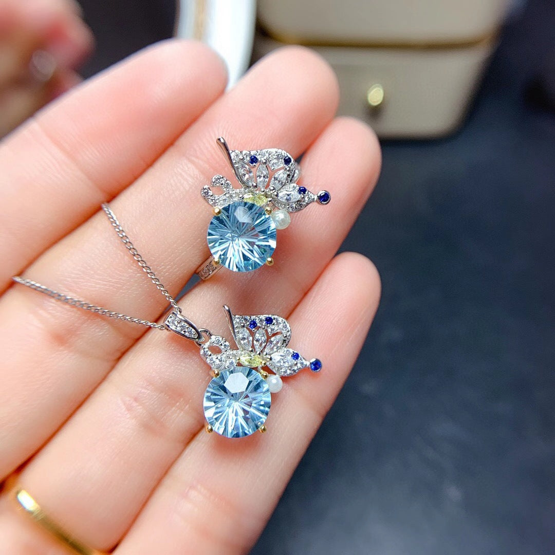 Fairy Design Butterfly Live Broadcast Sky Blue Jewelry Set
