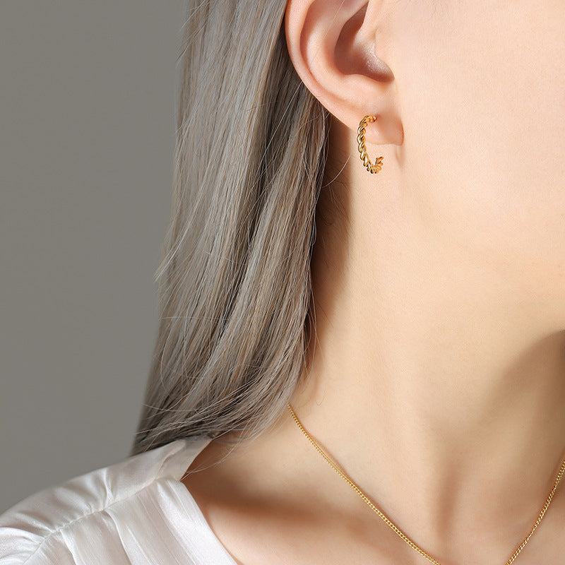 Titanium Steel Gold-plated Braided Cold Wind Rings