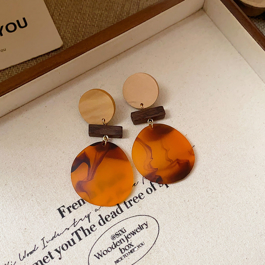 Women's Needle Geometric Irregular Resin Fashionable Retro Earrings